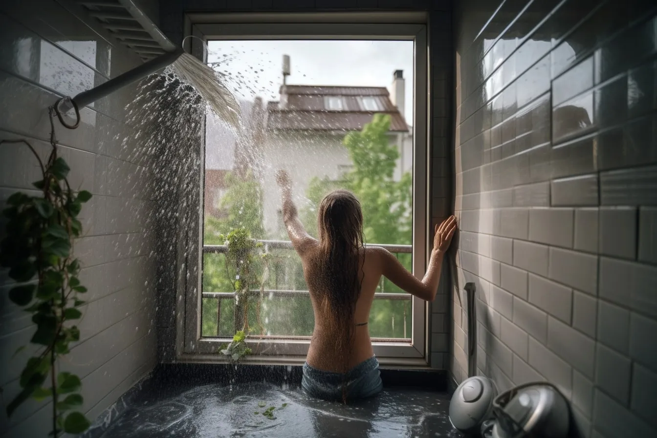 Woman having a shower